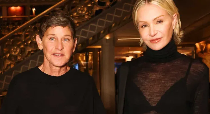 From left: Ellen DeGeneres and Portia de Rossi attend the Unveiling of RH Paris on September 4, 2025. Credit : Astra Marina/BFA.com/Shutterstock